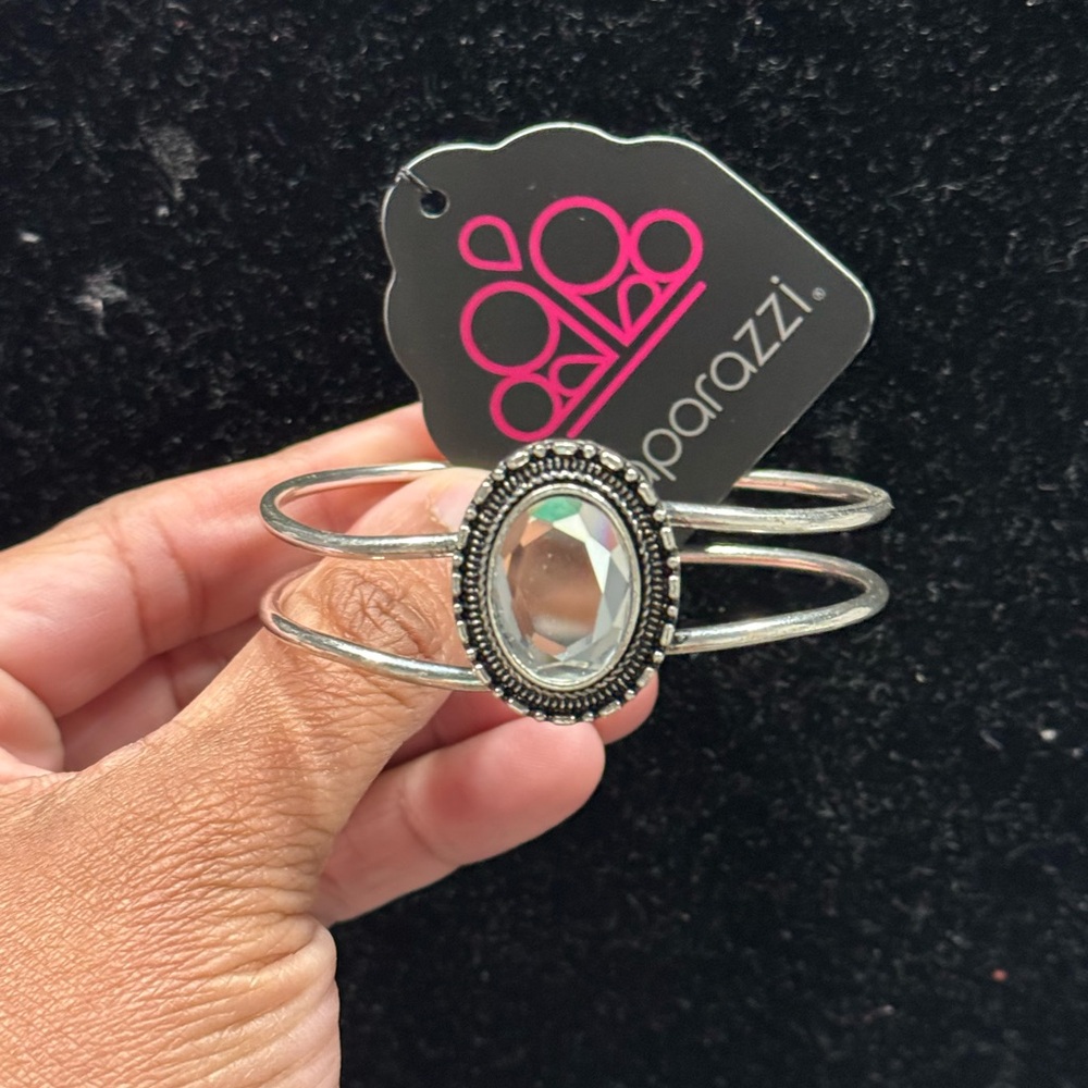 Paparazzi Silver Bracelet with Clear Gem